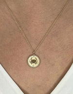 14K Gold Turquoise & Diamond Cancer Horoscope Medallion Medallion   - Abtin & Co.