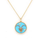 14K Gold Turquoise & Diamond Capricorn Horoscope Medallion Medallion ALP-225Y-CAP.TR-1  - Abtin & Co.