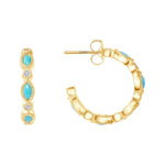 14K Gold Turquoise & Diamond Hoop Earring ABH-25.2-TQD-2  - Abtin & Co.