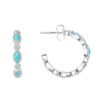 14K Gold Turquoise & Diamond Hoop Earring ABH-25.2-TQD-1  - Abtin & Co.