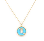 14K Gold Turquoise & Diamond Scorpio Zodiac Medallion Medallion   - Abtin & Co.