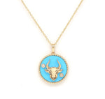14K Gold Turquoise & Diamond Taurus Horoscope Medallion Medallion ALP-226Y-TAU.TR  - Abtin & Co.