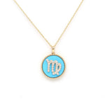 14K Gold Turquoise & Diamond Virgo Zodiac Medallion Medallion ALP-227Y-VIR.TR  - Abtin & Co.