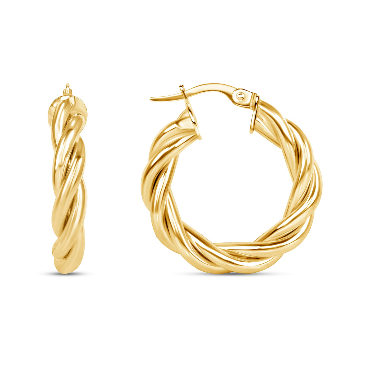 14K Gold Twist Hoop Earrings Earring ABGE-104.1-G  - Abtin & Co.