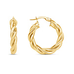 14K Gold Twist Hoop Earrings Earring ABGE-104.1-G  - Abtin & Co.