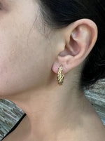 14K Gold Twist Hoop Earrings Earring ABGE-104.2-G  - Abtin & Co.