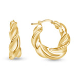14K Gold Twist Hoop Earrings Earring ABGE-117-G  - Abtin & Co.