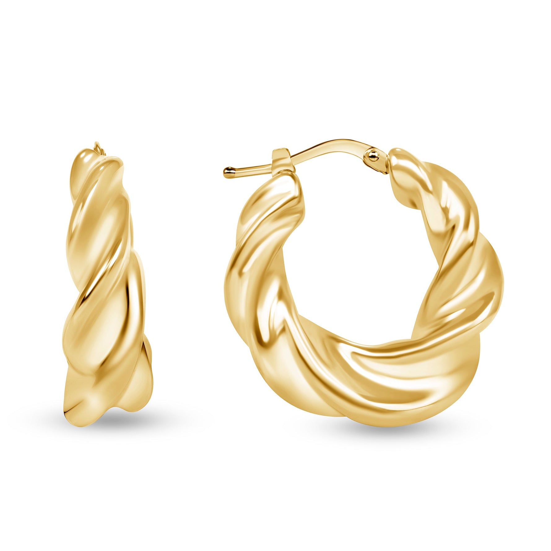 14K Gold Twist Hoop Earrings Earring ABGE-117-G  - Abtin & Co.