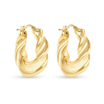 14K Gold Twist Hoop Earrings Earring ABGE-117-G  - Abtin & Co.