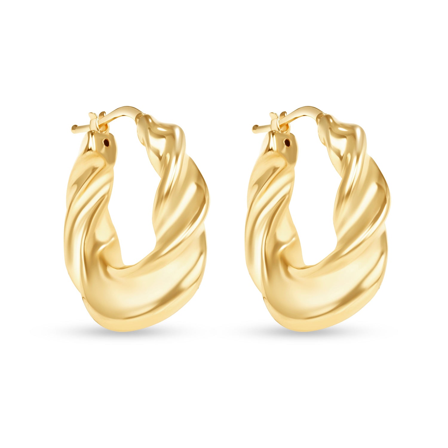 14K Gold Twist Hoop Earrings Earring ABGE-117-G  - Abtin & Co.