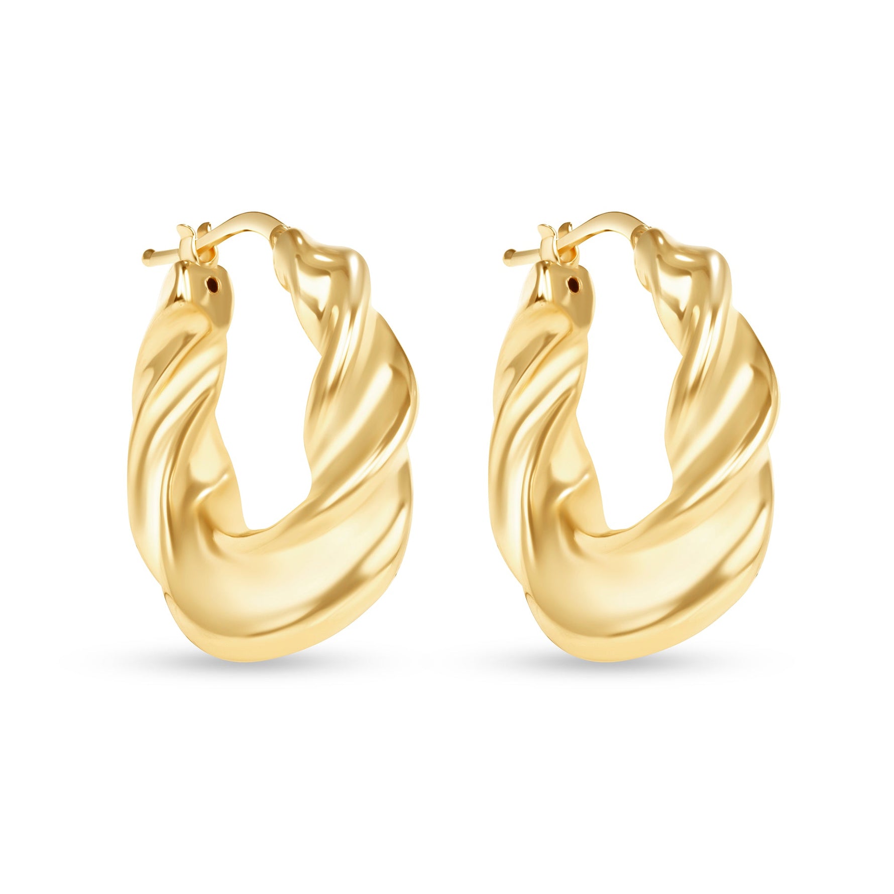 14K Gold Twist Hoop Earrings Earring ABGE-117-G  - Abtin & Co.