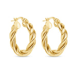 14K Gold Twist Hoop Earrings Earring ABGE-104.1-G  - Abtin & Co.