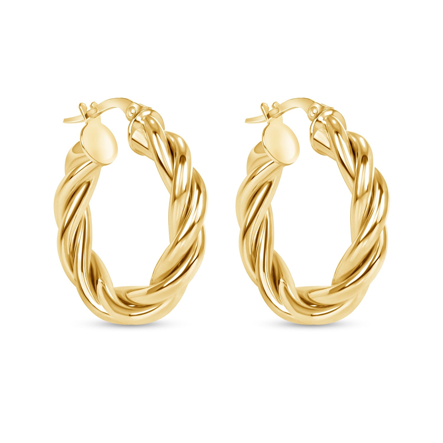 14K Gold Twist Hoop Earrings Earring ABGE-104.1-G  - Abtin & Co.
