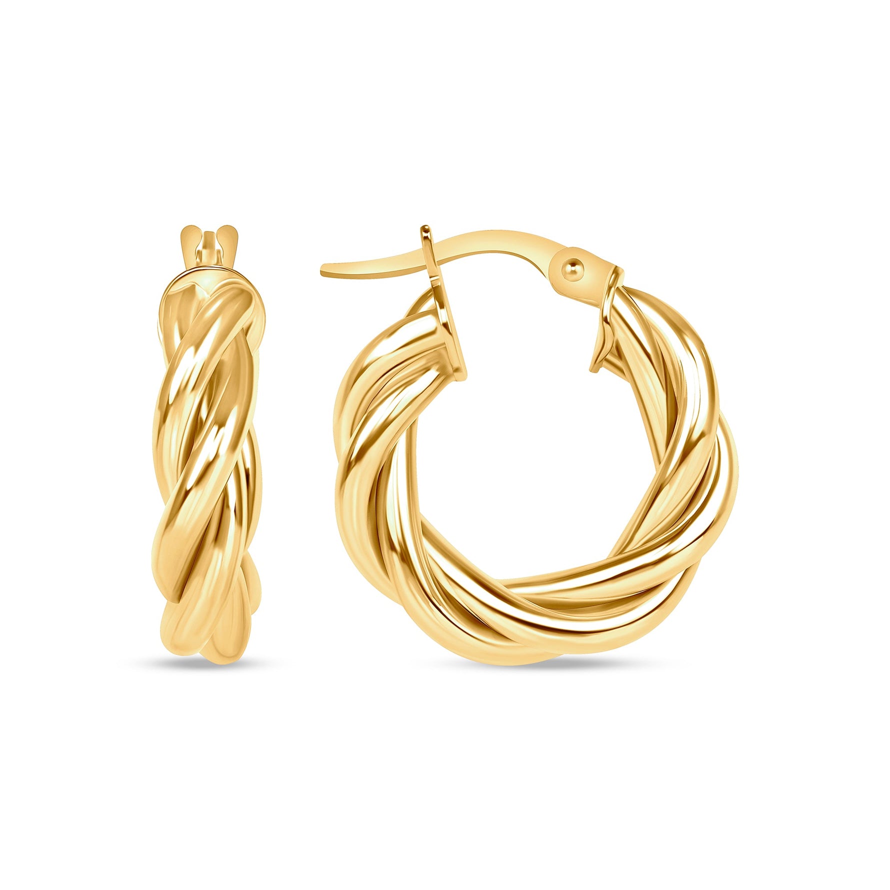 14K Gold Twist Hoop Earrings Earring ABGE-104.2-G  - Abtin & Co.