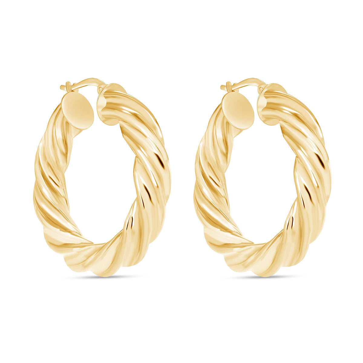14K Gold Twisted Halo Hoop Earrings Earring ABGE-137-G  - Abtin & Co.