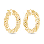 14K Gold Twisted Halo Hoop Earrings Earring ABGE-137-G  - Abtin & Co.