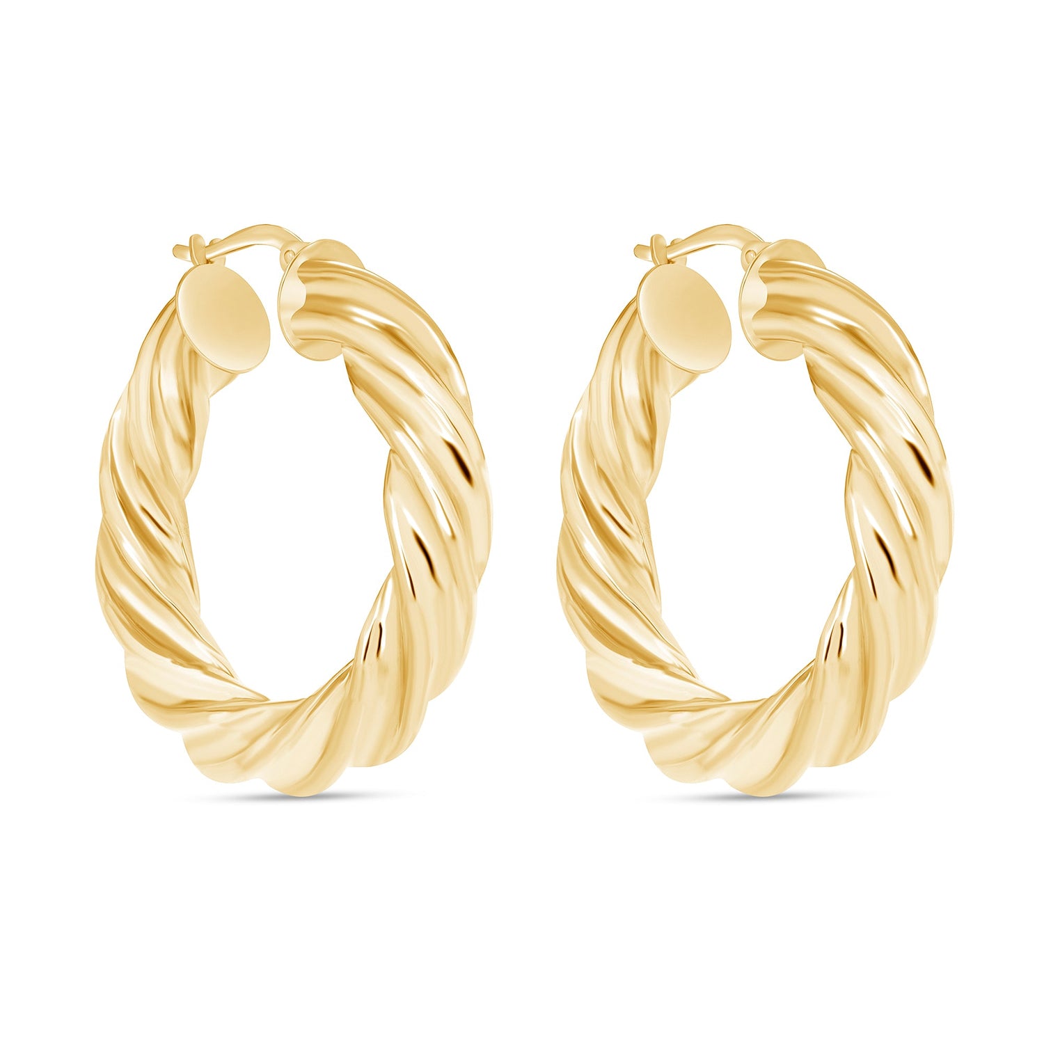 14K Gold Twisted Halo Hoop Earrings Earring ABGE-137-G  - Abtin & Co.