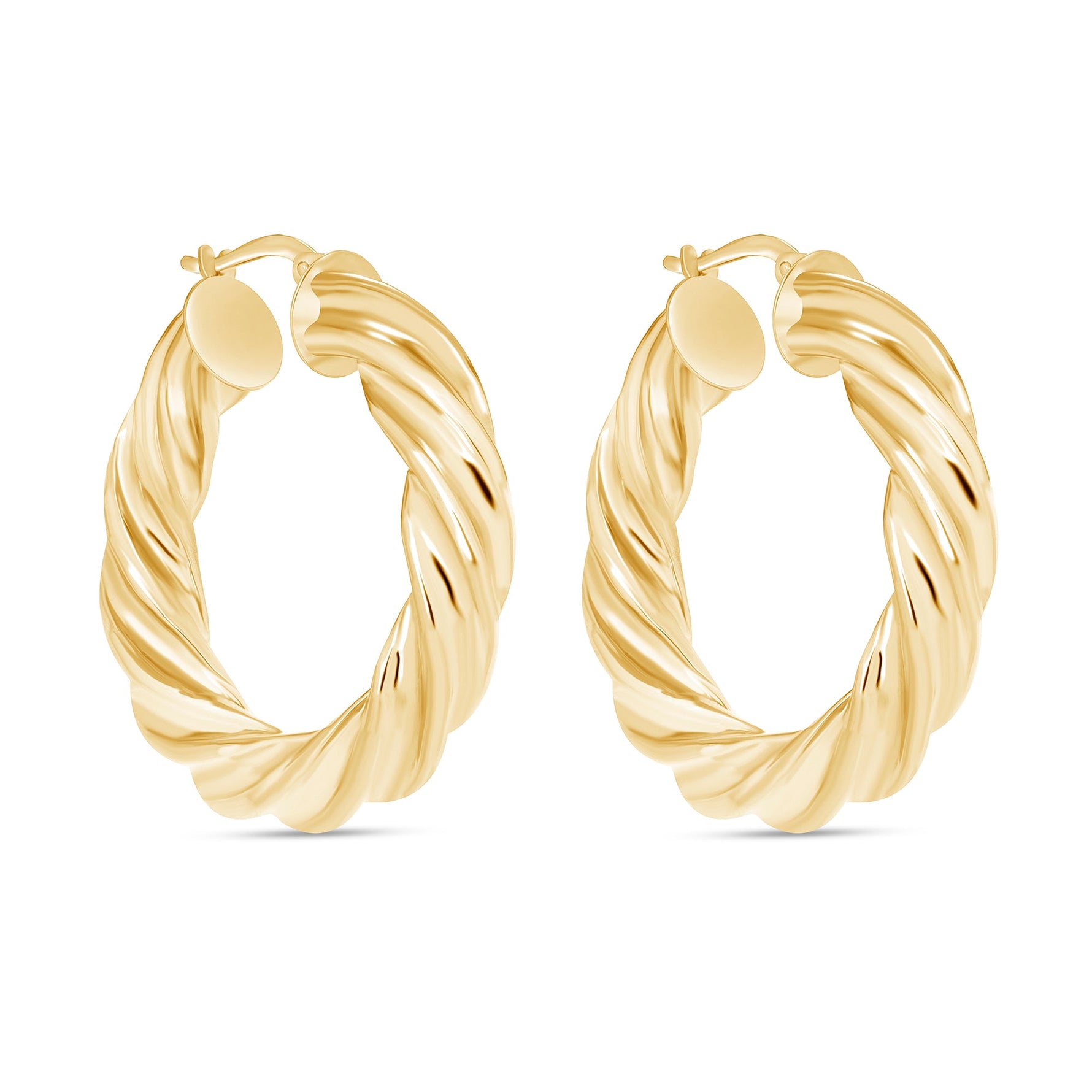 14K Gold Twisted Halo Hoop Earrings Earring ABGE-137-G  - Abtin & Co.