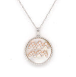 14K Gold White Mother Of Pearl & Diamond Aquarius Zodiac Medallion Medallion ALP-227Y-AQU.WM  - Abtin & Co.