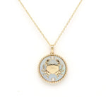 14K Gold White Mother of Pearl & Diamond Cancer Horoscope Medallion Medallion ALP-225Y-CAN.WM  - Abtin & Co.