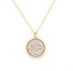 14K Gold White Mother of Pearl & Diamond Cancer Zodiac Medallion Medallion ALP-227Y-CAN.WM  - Abtin & Co.