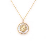 14K Gold White Mother of Pearl & Diamond Leo Horoscope Medallion Medallion ALP-225Y-LEO.WM  - Abtin & Co.
