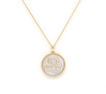 14K Gold White Mother of Pearl & Diamond Libra Zodiac Medallion Medallion ALP-227Y-LIB.ML  - Abtin & Co.