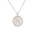 14K Gold White Mother of Pearl & Diamond Pisces Zodiac Medallion Medallion ALP-227Y-PIS.WM  - Abtin & Co.