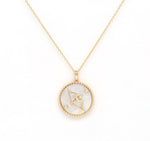 14K Gold White Mother of Pearl & Diamond Sagittarius Horoscope Medallion Medallion ALP-225Y-SAG.WM  - Abtin & Co.