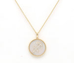 14K Gold White Mother of Pearl & Diamond Sagittarius Zodiac Medallion Medallion ALP-227Y-SAG.WM  - Abtin & Co.