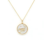 14K Gold White Mother of Pearl & Diamond Scorpio Horoscope Medallion Medallion ALP-225Y-SCO.WM  - Abtin & Co.