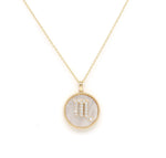 14K Gold White Mother of Pearl & Diamond Scorpio Zodiac Medallion Medallion ALP-227Y-SCO.WM  - Abtin & Co.