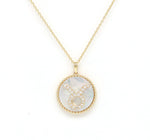 14K Gold White Mother of Pearl & Diamond Taurus Zodiac Medallion Medallion ALP-227Y-TAU.WM  - Abtin & Co.