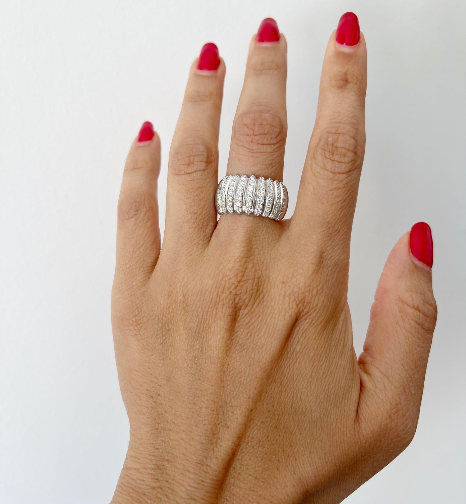14K Gold Wide Diamond Dome Open Back Ring Ring ABB-612.2-D -1  - Abtin & Co.