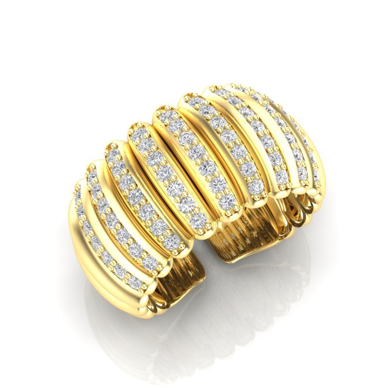 14K Gold Wide Diamond Dome Open Back Ring Ring ABB-612.2-D -12  - Abtin & Co.