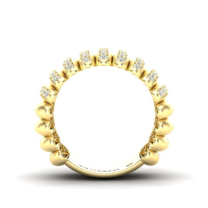 14K Gold Wide Diamond Dome Ring Ring ABB-612.1-D-1  - Abtin & Co.