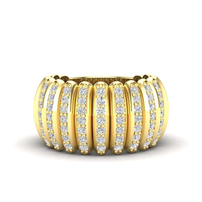 14K Gold Wide Diamond Dome Ring Ring ABB-612.1-D-1  - Abtin & Co.