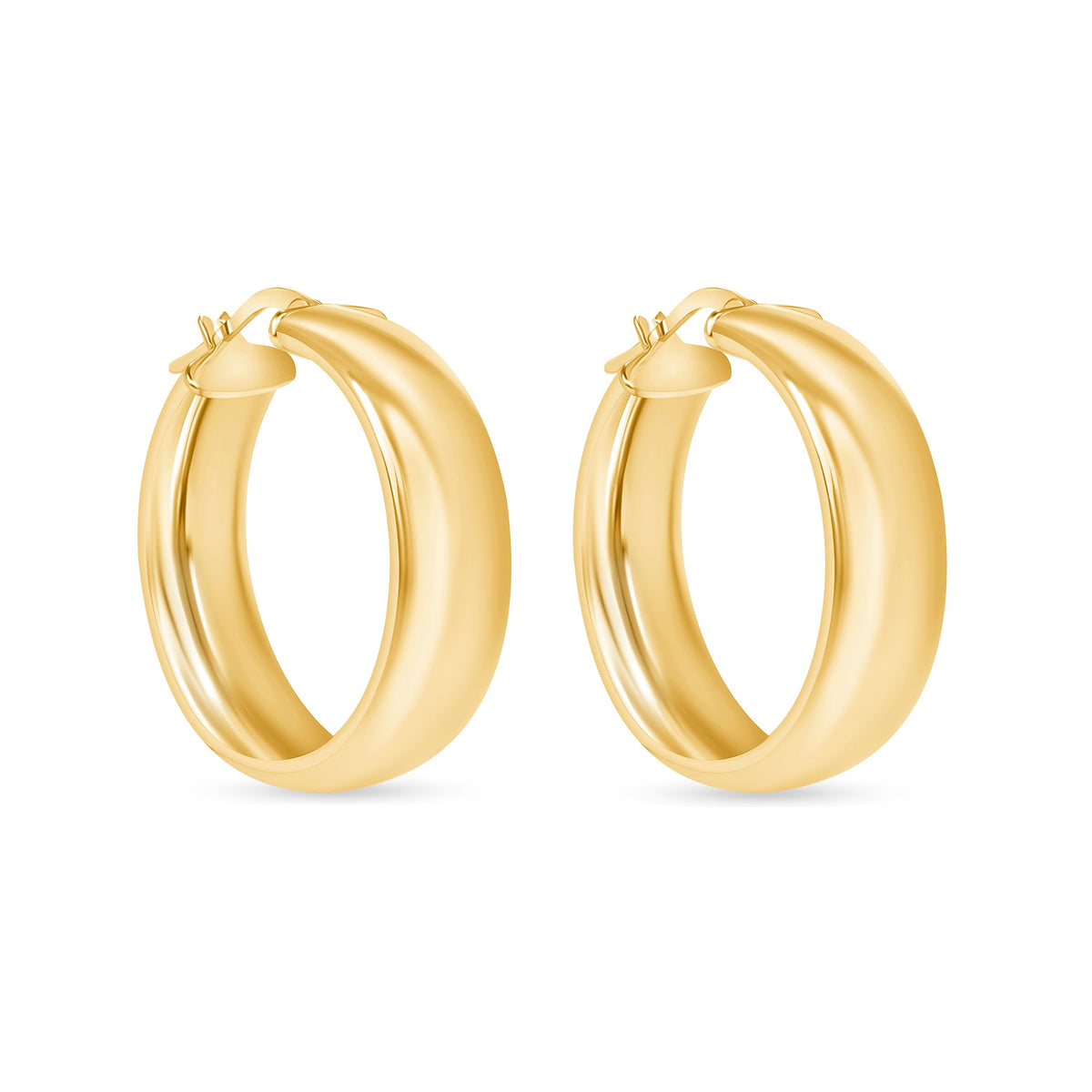 14K Gold Wide Dome Hoop Earrings Earring ABGE-119-G  - Abtin & Co.