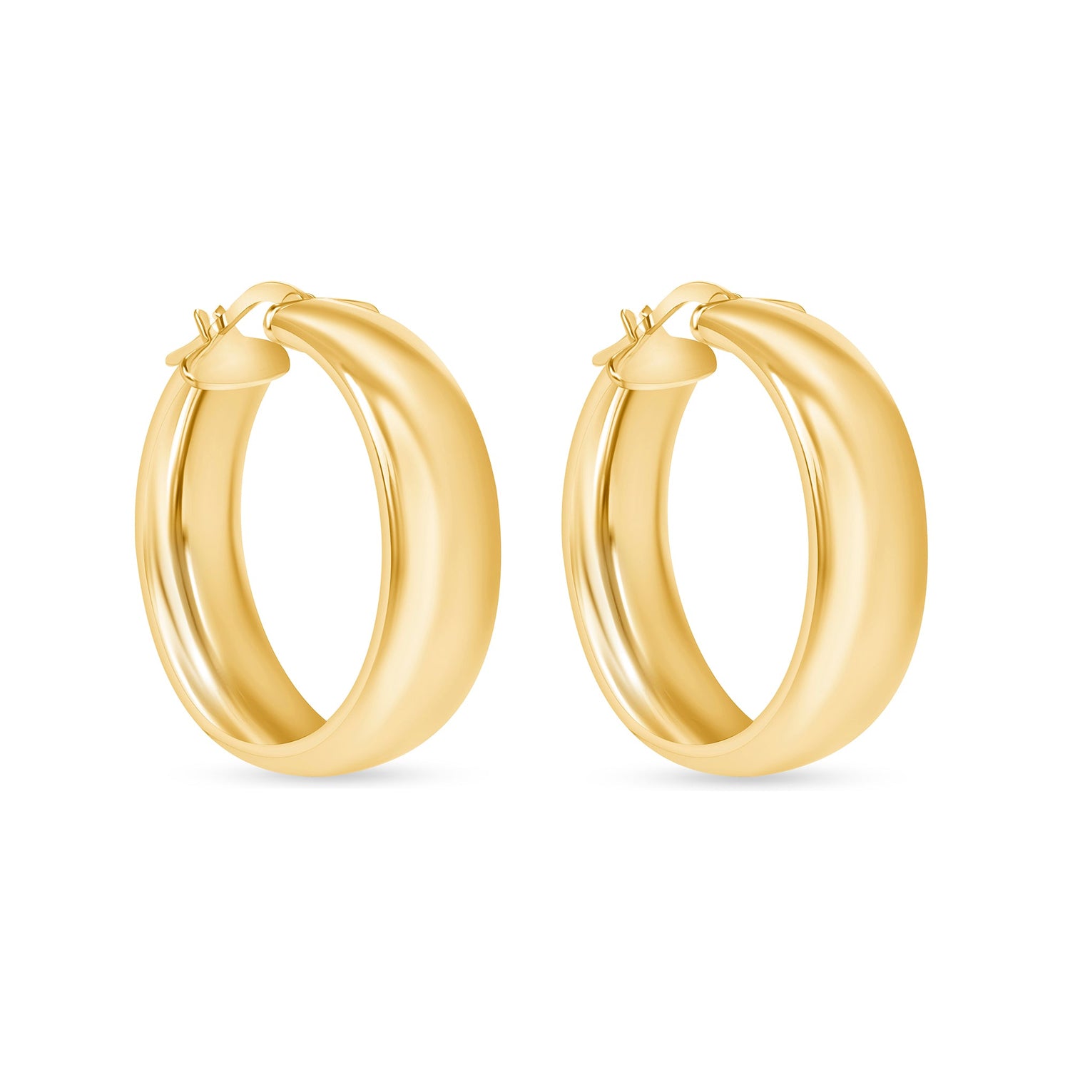 14K Gold Wide Dome Hoop Earrings Earring ABGE-119-G  - Abtin & Co.