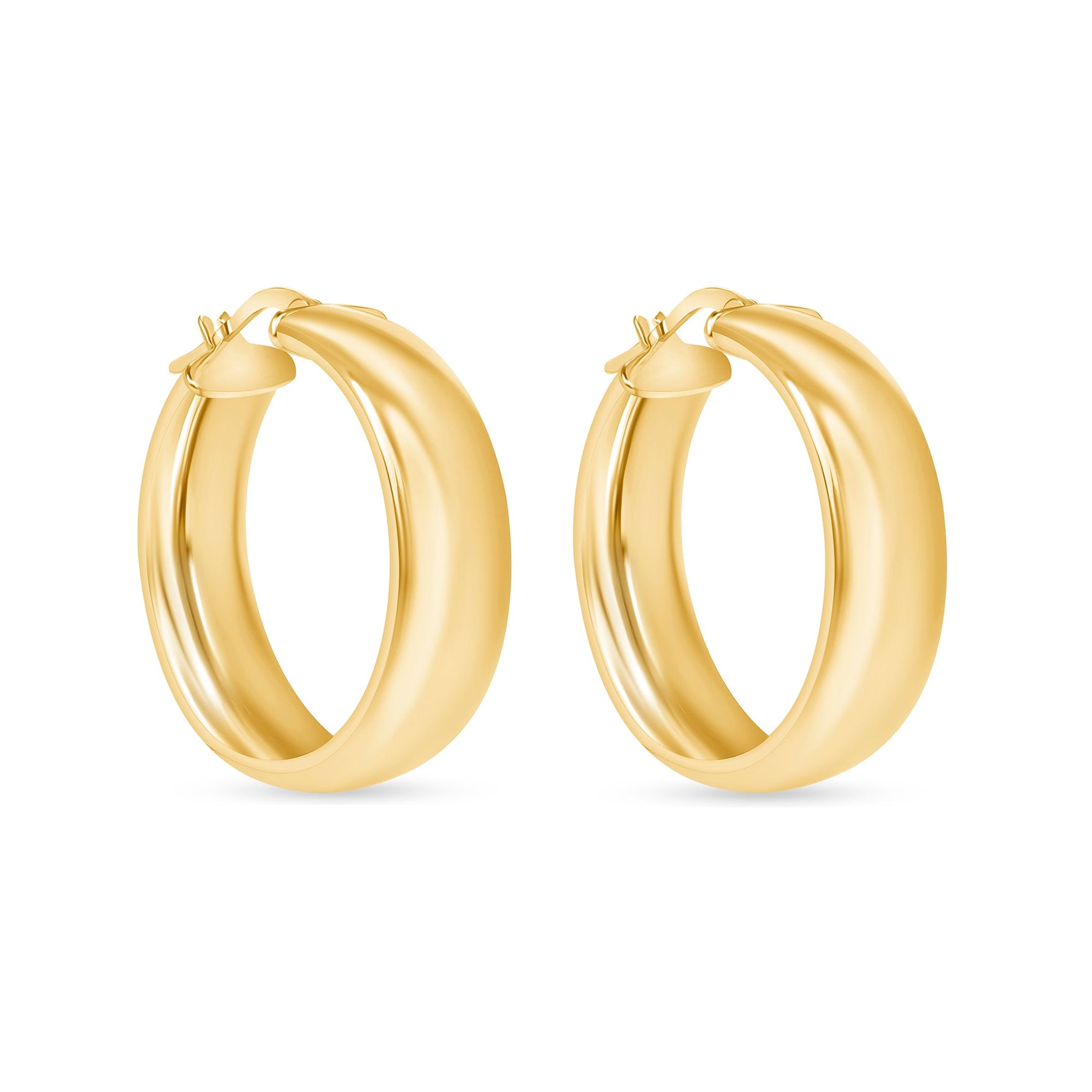 14K Gold Wide Dome Hoop Earrings Earring ABGE-119-G  - Abtin & Co.