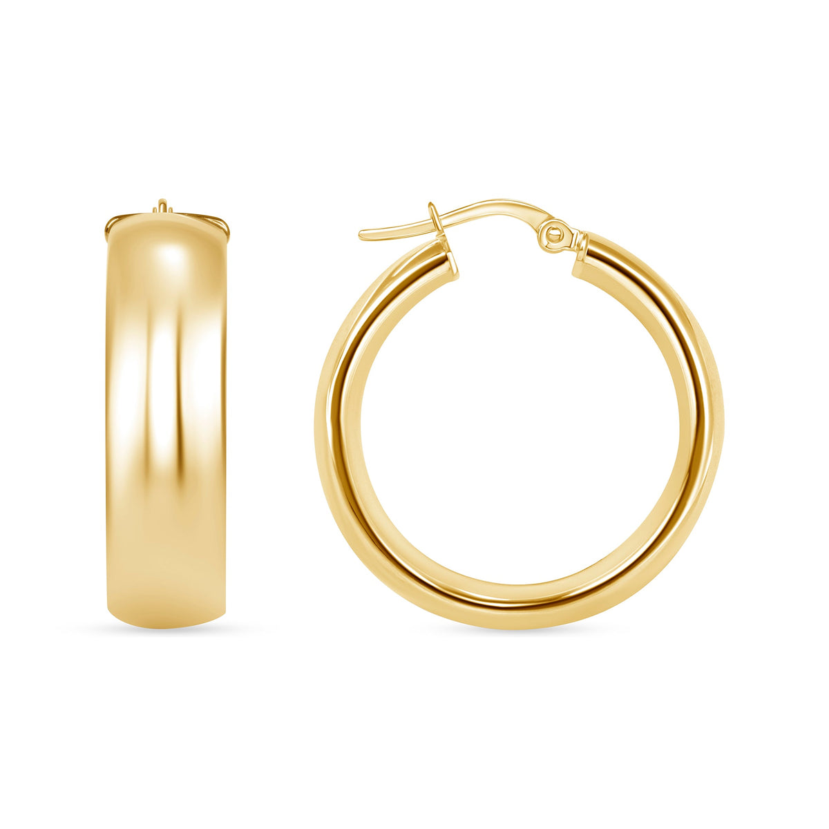 14K Gold Wide Dome Hoop Earrings Earring ABGE-119-G  - Abtin & Co.