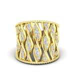 14K Gold Wide Double Helix Spiral Diamond Ring Ring ABB-598-D  - Abtin & Co.