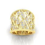 14K Gold Wide Double Helix Spiral Diamond Ring Ring ABB-598-D  - Abtin & Co.