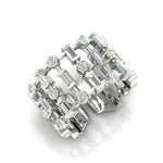 14K Gold Wide Lace Baguette and Bezel Open Cigar Diamond Ring Band Ring ABB-617.1-D-1  - Abtin & Co.