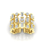 14K Gold Wide Lace Baguette and Bezel Open Cigar Diamond Ring Band Ring ABB-617.1-D-1  - Abtin & Co.