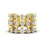 14K Gold Wide Lace Baguette and Bezel Open Cigar Diamond Ring Band Ring ABB-617.1-D-1  - Abtin & Co.
