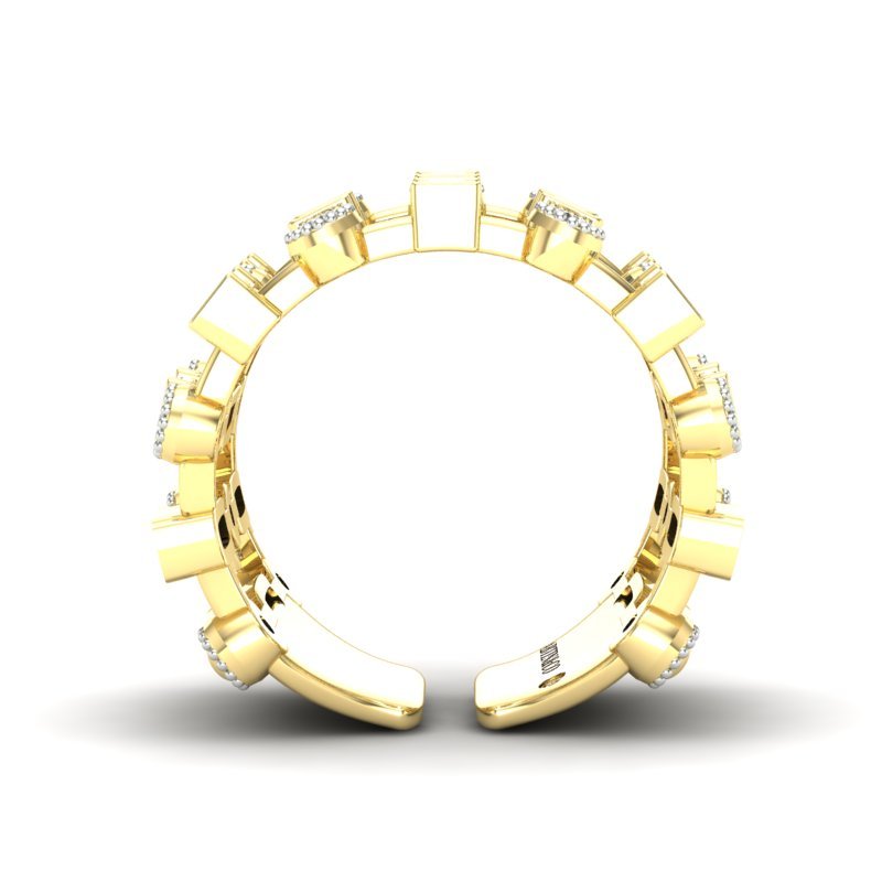 14K Gold Wide Lace Baguette and Bezel Open Cigar Diamond Ring Band Ring ABB-617.1-D-1  - Abtin & Co.