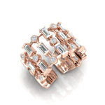 14K Gold Wide Lace Baguette and Bezel Open Cigar Diamond Ring Band Ring ABB-617.1-D-1  - Abtin & Co.