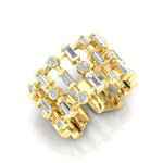 14K Gold Wide Lace Baguette and Bezel Open Cigar Diamond Ring Band Ring ABB-617.1-D-2  - Abtin & Co.