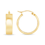 14K Gold Yellow Wide Hoop Earrings Earring ABGE-109-G  - Abtin & Co.